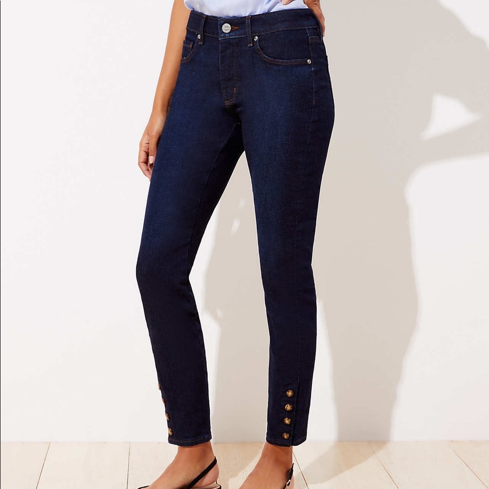 Loft Curvy Snap Hem Skinny Jeans